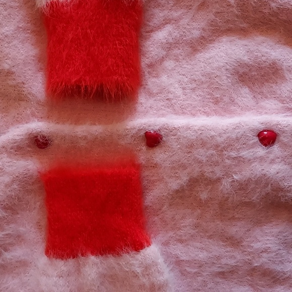 Dolls Kill dELiA*s Retro Kawaii Pink Red Fuzzy Heart Button Cropped Cardigan XXL - Picture 5 of 8